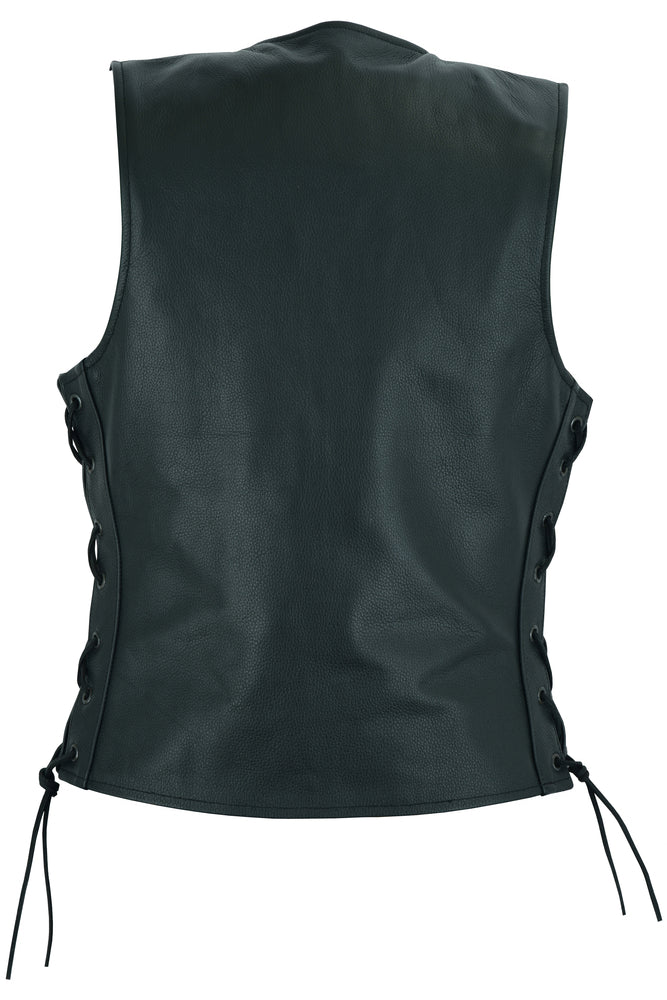 Ella Women's leather motorcycle vest - Black Women's Leather Vests Renegade Classics