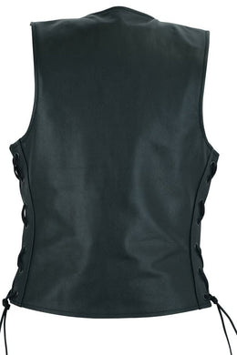 Ella Women's leather motorcycle vest - Black Women's Leather Vests Renegade Classics