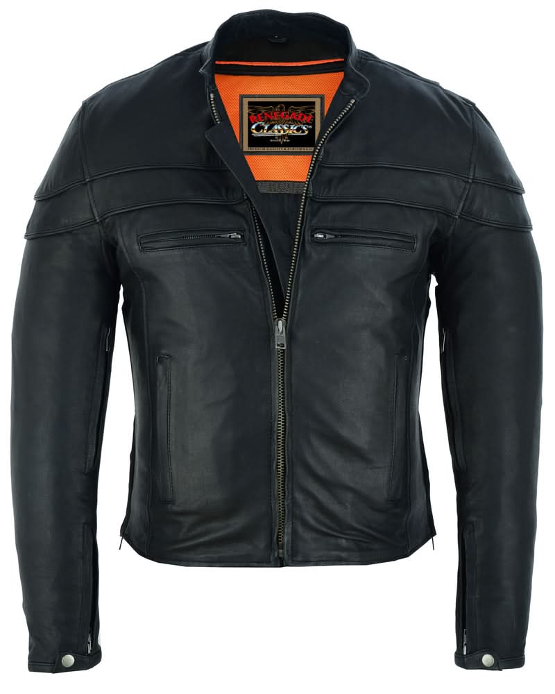 Speedster Men’s Black Leather Motorcycle Jacket Men's Leather Jackets Renegade Classics