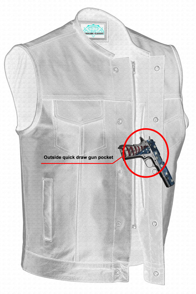 Dawn Run Black Cowhide Leather Motorcycle Vest