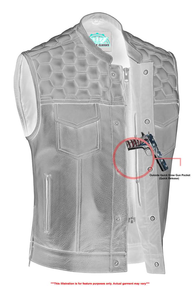 ShadowProof Whiskey Men's Motorcycle Leather Vest - Black