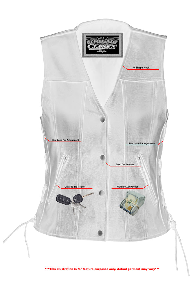 Ella Women's leather motorcycle vest - Black Women's Leather Vests Renegade Classics