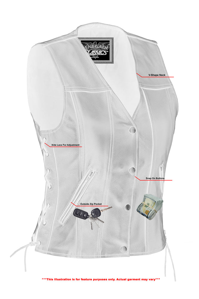 Ella Women's leather motorcycle vest - Black Women's Leather Vests Renegade Classics