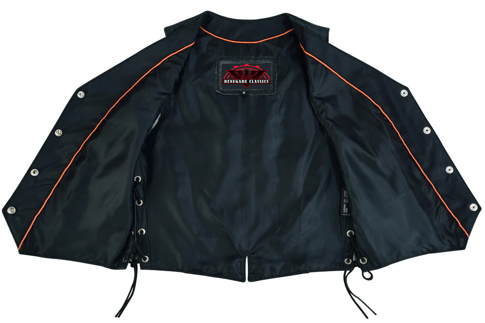 Blackthorn Women's leather motorcycle vest - Black