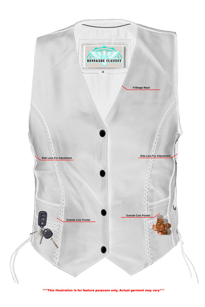 Blackthorn Women's leather motorcycle vest - Black