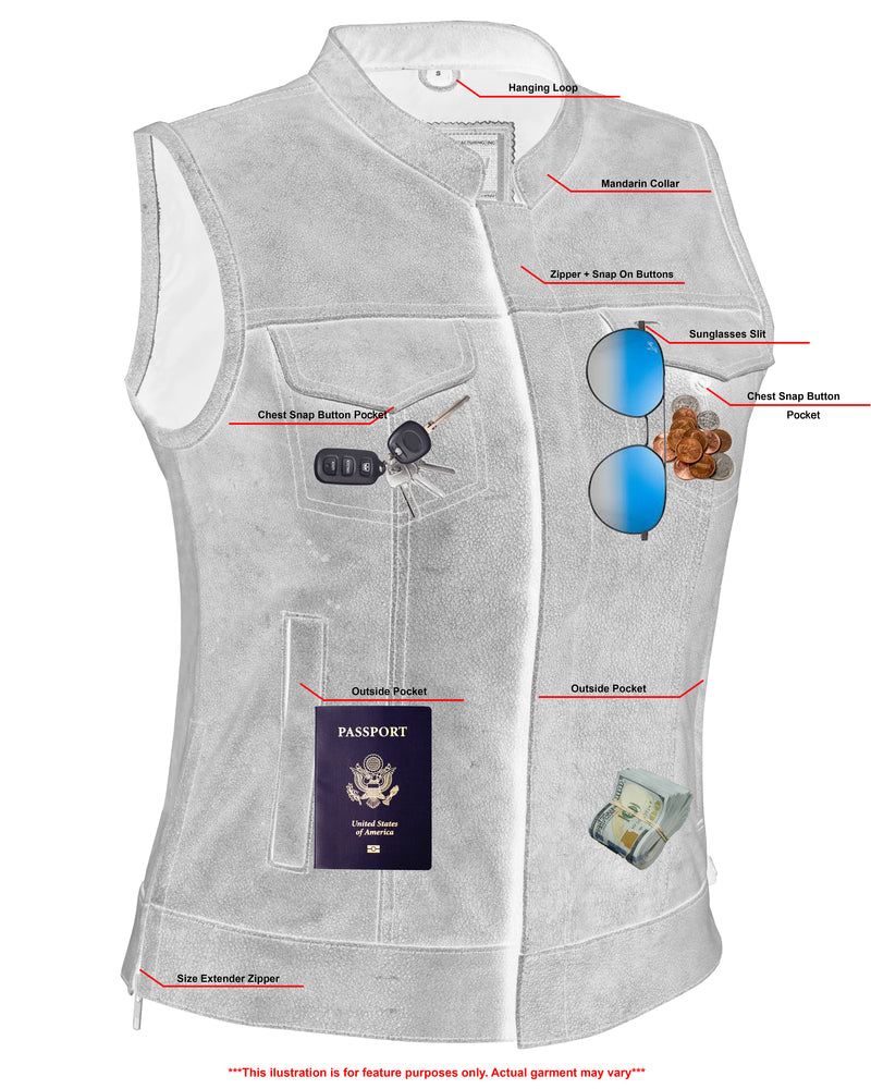 Floriana Women's leather motorcycle vest