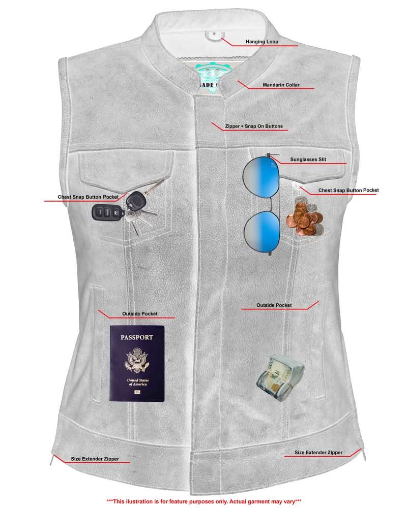 Floriana Women's leather motorcycle vest