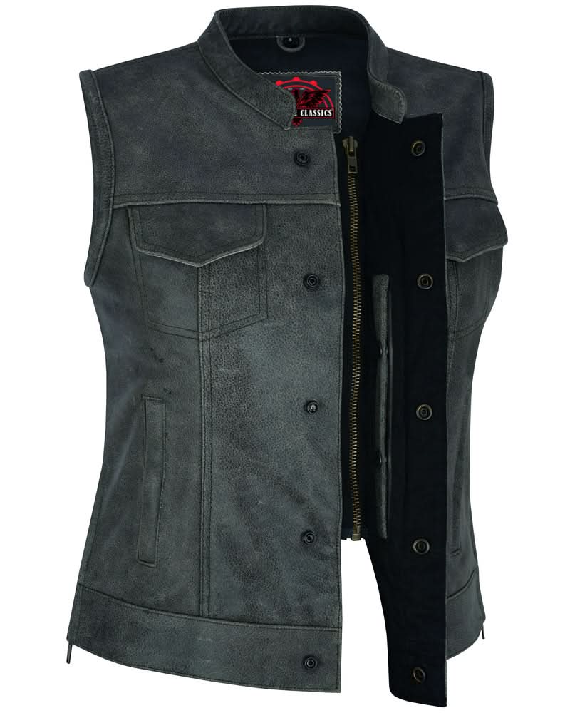 Floriana Women's leather motorcycle vest