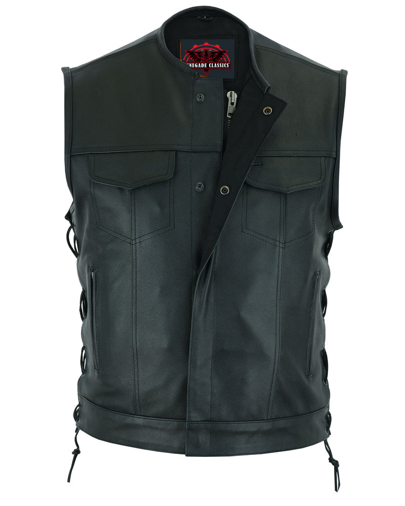 BlackArmor Men's  Black motorcycle Leather Vest