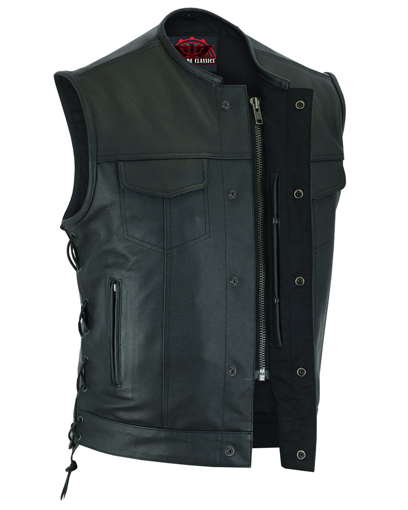 BlackArmor Men's  Black motorcycle Leather Vest