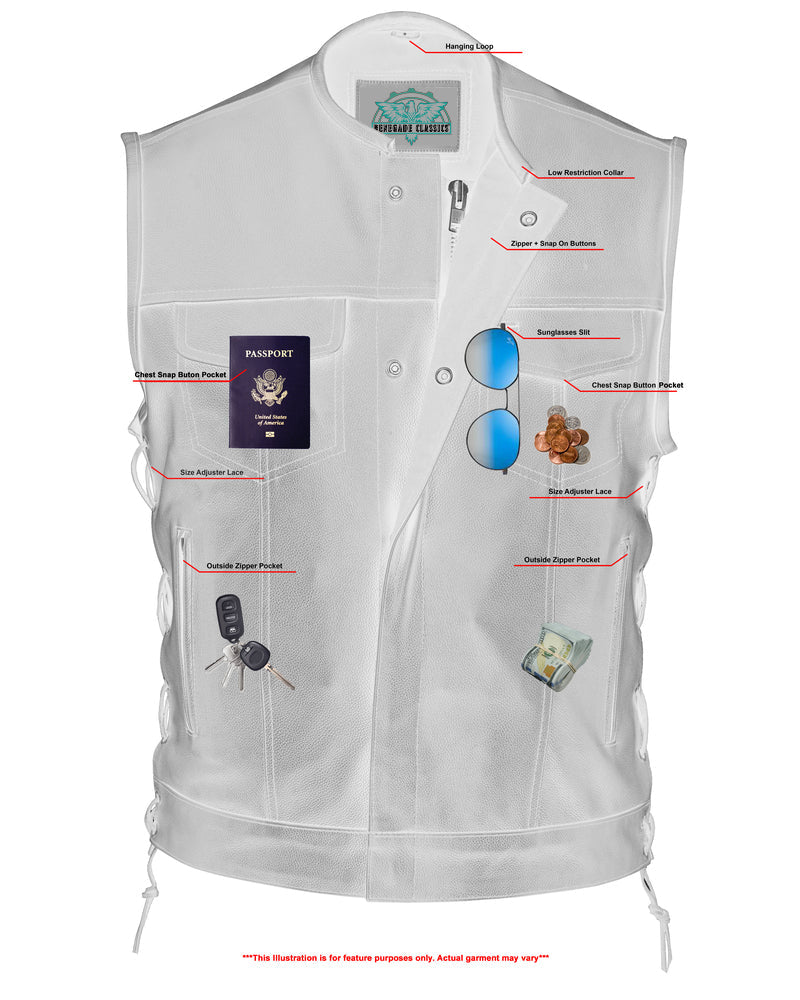 BlackArmor Men's  Black motorcycle Leather Vest