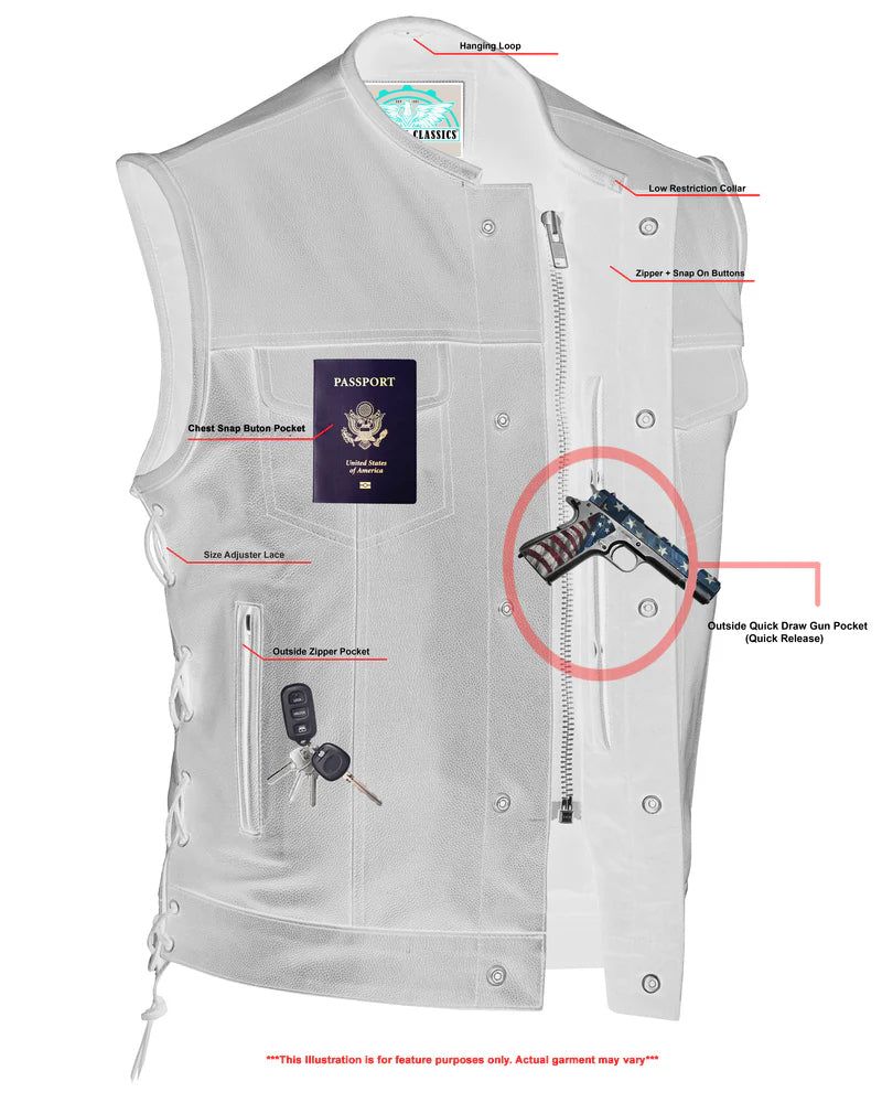 BlackArmor Men's  Black motorcycle Leather Vest
