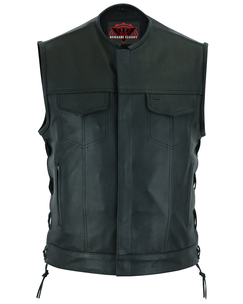 BlackArmor Men's  Black motorcycle Leather Vest