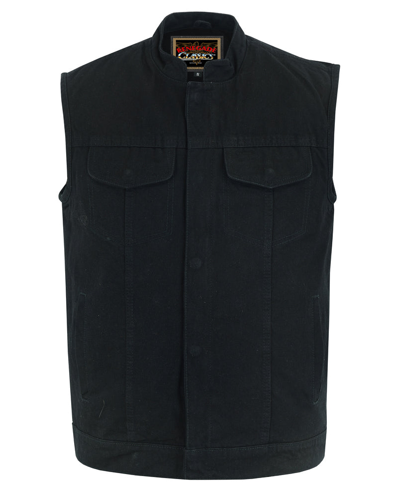 Weston Black Men's Denim Motorcycle Vest Men's Denim Vests Renegade Classics