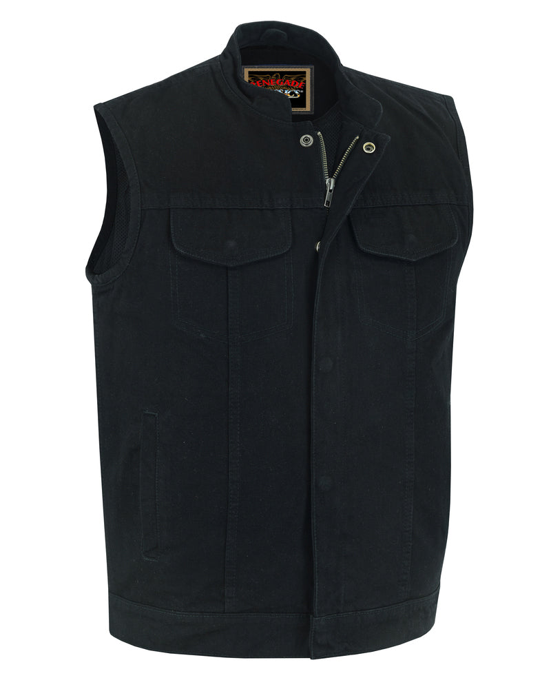 Weston Black Men's Denim Motorcycle Vest Men's Denim Vests Renegade Classics
