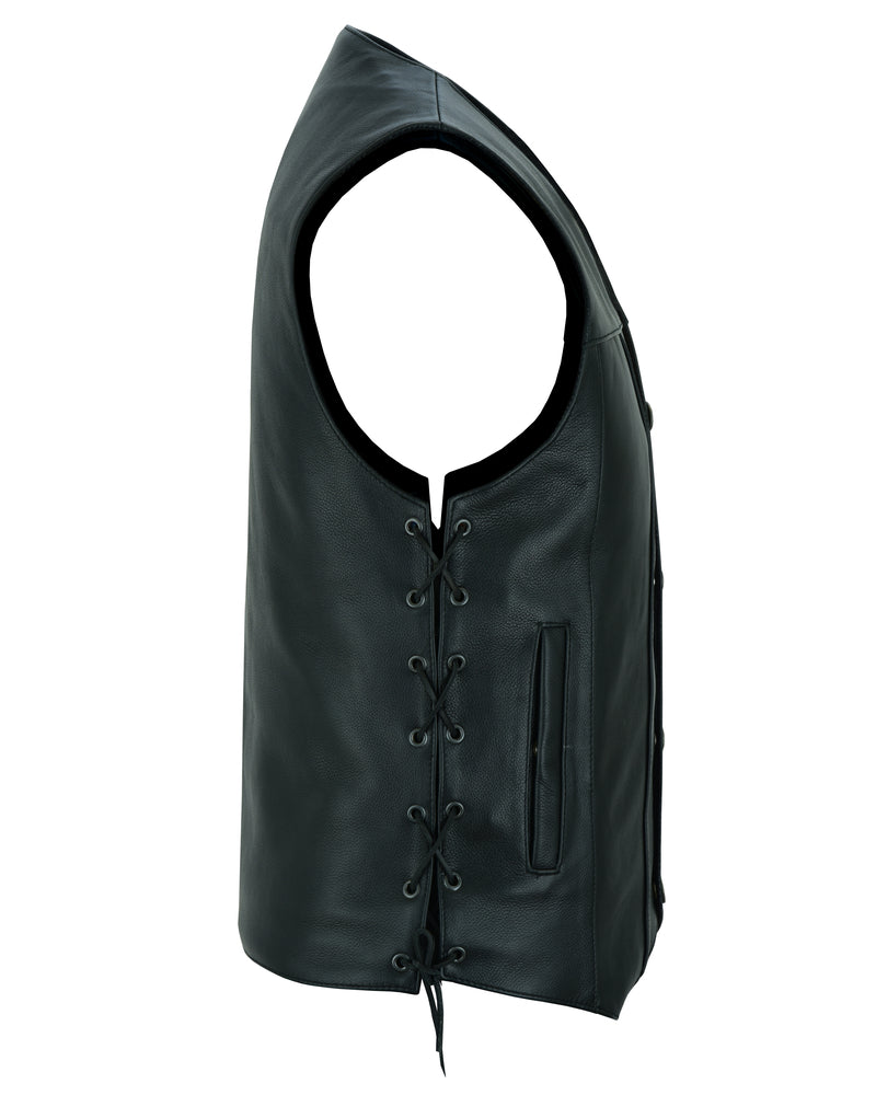 Black Hawk Men's Leather Motorcycle Vest Men's Leather Vests Renegade Classics