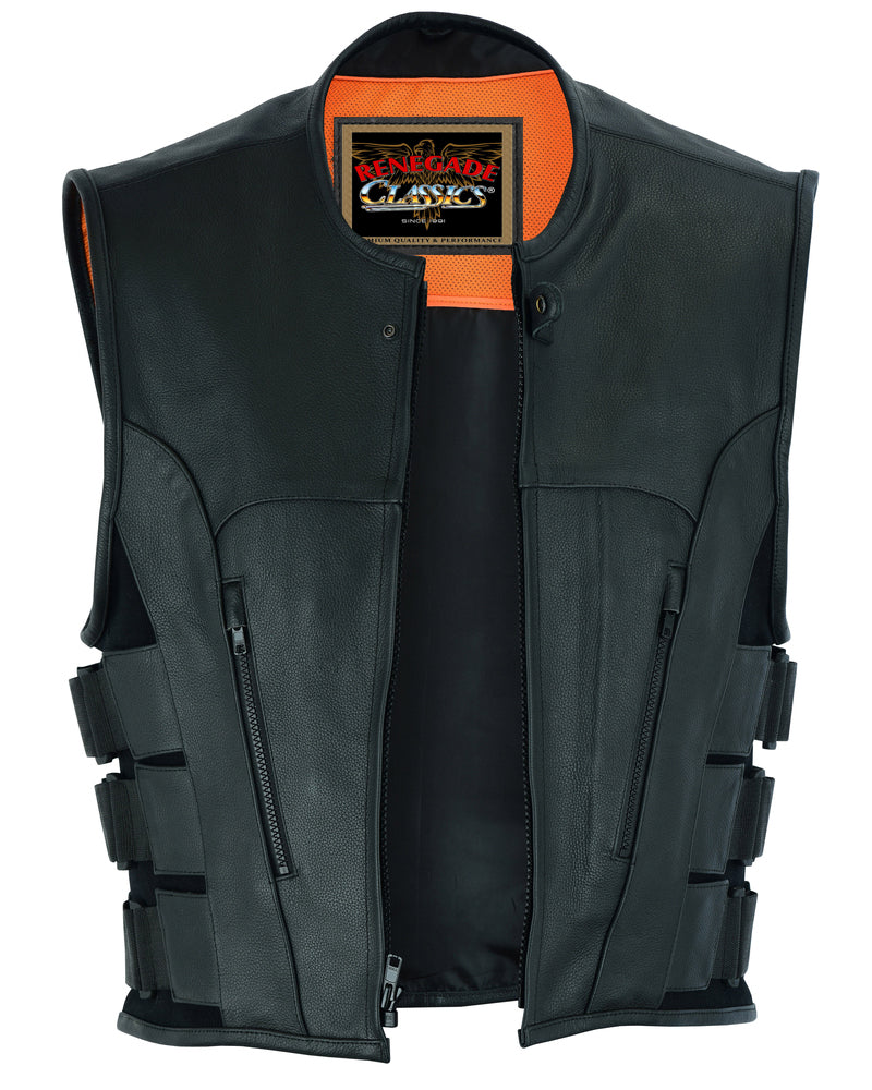 Silent Strike Black Leather SWAT Style Motorcycle Vest