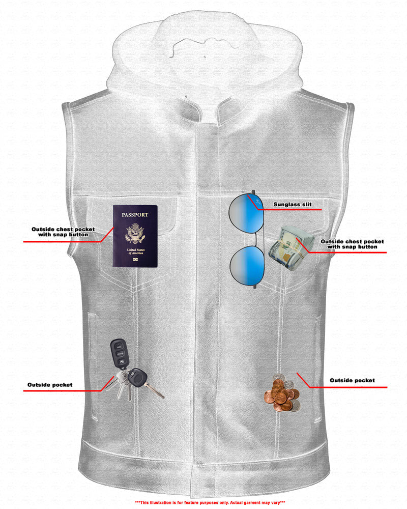 Versa Men's Black Leather Motorcycle Vest