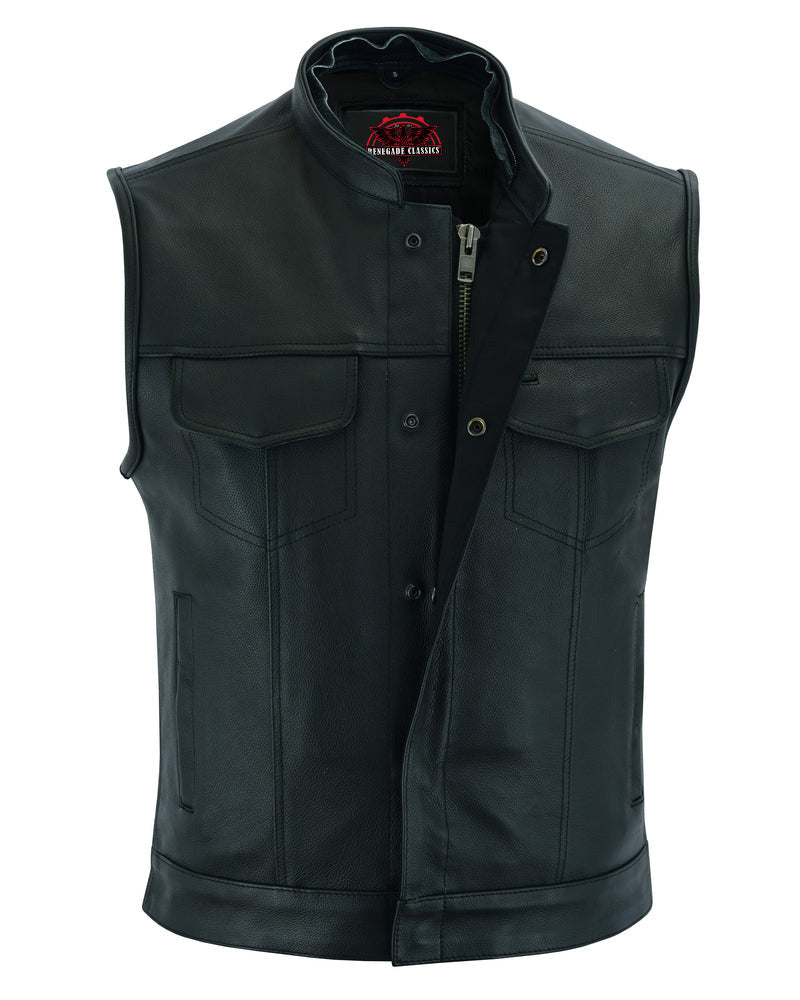 Versa Men's Black Leather Motorcycle Vest