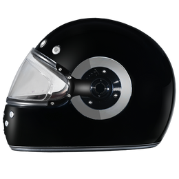 DOT Daytona Retro Full Face Motorcycle Helmet: Vintage Style for Men, Women, & Youth - Hi-Gloss Black w/ Chrome Accents