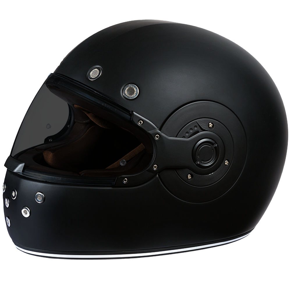 DOT Daytona Retro Full Face Motorcycle Helmet: Vintage Style for Men, Women, & Youth - Dull Black W/ Dull Black Accents