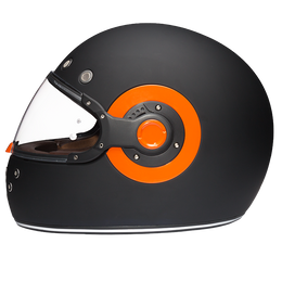 DOT Daytona Retro Full Face Motorcycle Helmet: Vintage Style for Men, Women, & Youth - Dull Black W/ Orange Accents