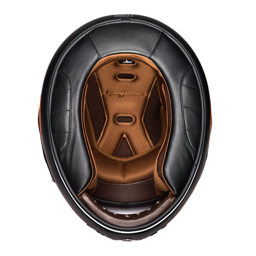 DOT Daytona Retro Full Face Motorcycle Helmet: Vintage Style for Men, Women, & Youth - Dull Black W/ Orange Accents