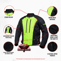 Impact Hi-Viz Mens  Mesh  Motorcycle Jacket