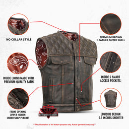 Liberty Knight - Blaze Lowside Men's Leather Vest
