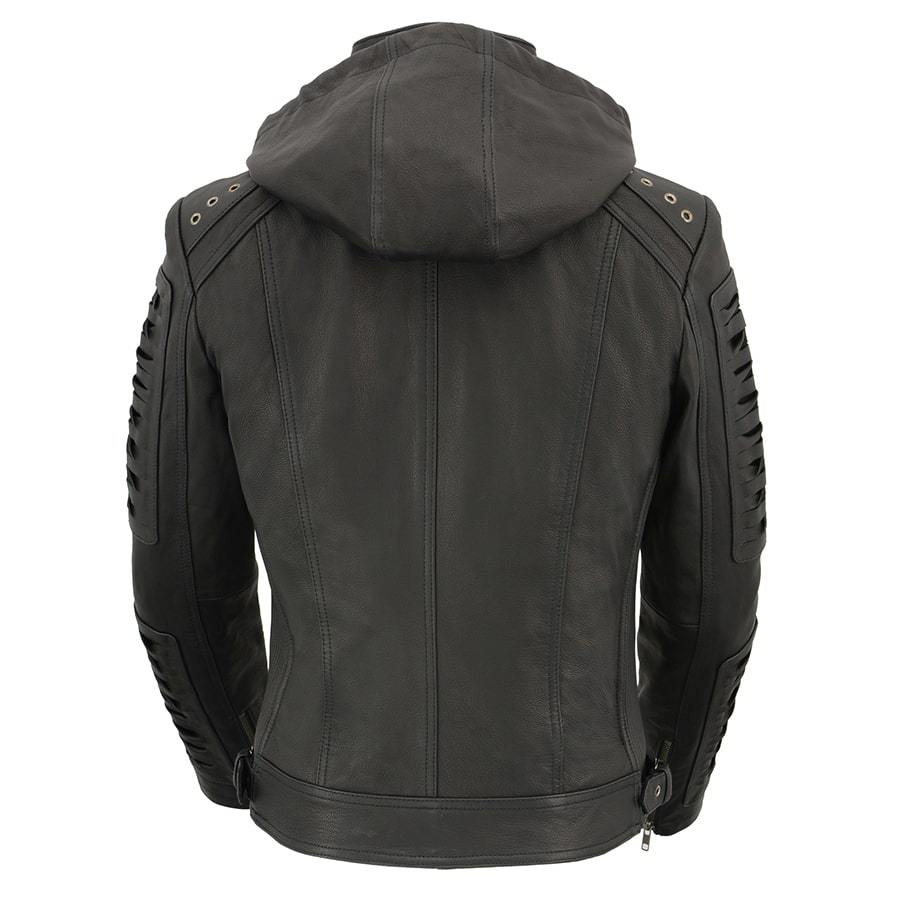 Milwaukee Leather SFL2865 Women's Black Scuba Style Fashion Casual Leather Jacket with Hoodie