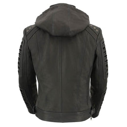 Milwaukee Leather SFL2865 Women's Black Scuba Style Fashion Casual Leather Jacket with Hoodie