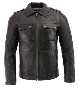 Milwaukee Leather SFM1810 Men's Black Lamsbkin Patch Pocket Leather Jacket