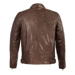 Milwaukee Leather SFM1835 Men's Brown ‘Cafe Racer’ Leather Jacket with Snap Button Collar