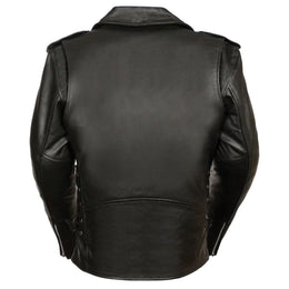 Milwaukee Leather SH1011TALL Black Classic Brando Motorcycle Jacket for Men Made of Cowhide Leather w/ Side Lacing