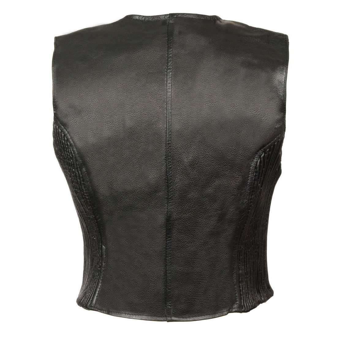 Milwaukee Leather SH1288 Women's Black Leather Deep V-Neck Motorcycle Rider Vest with Side Stretch Panels