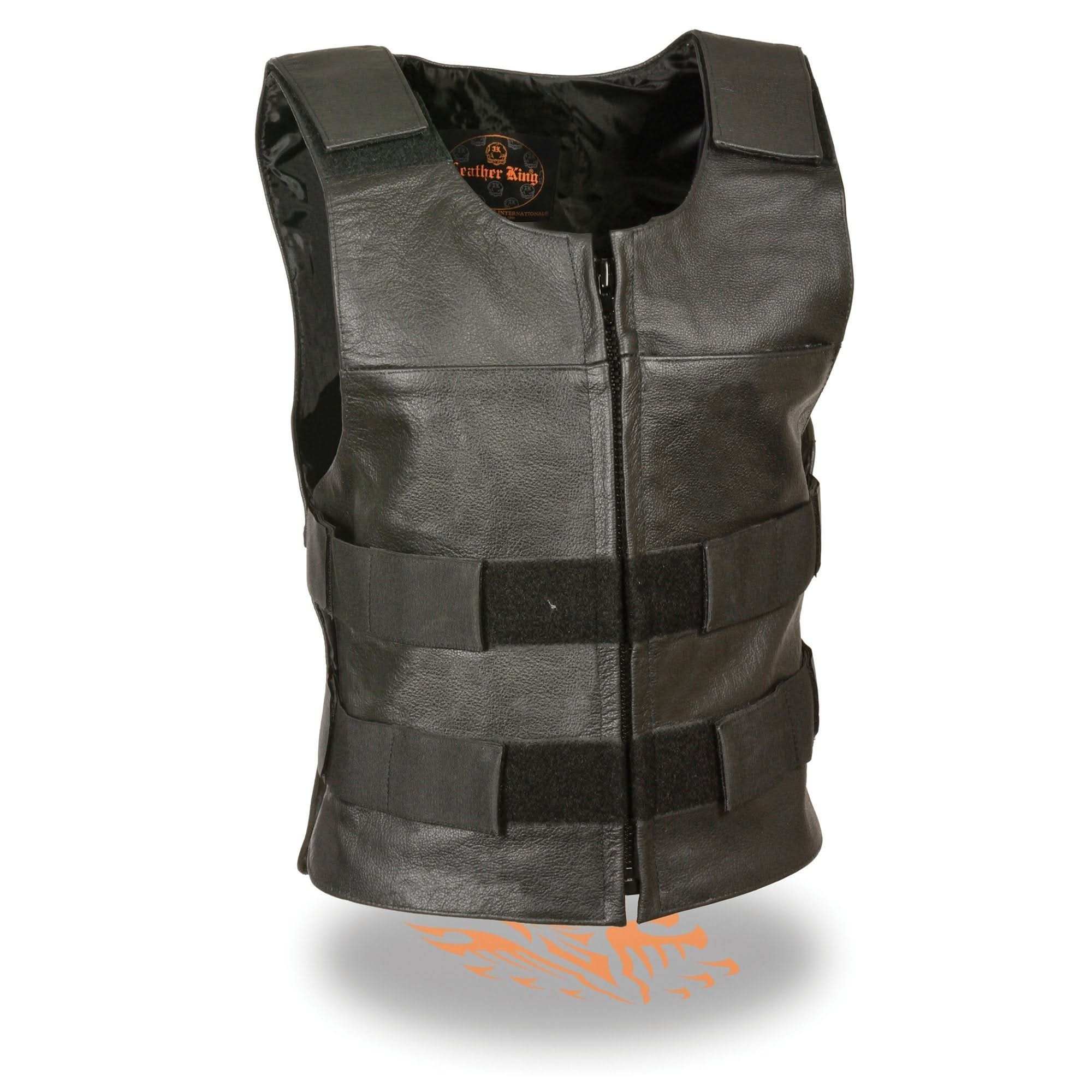 Milwaukee Leather SH1367LZ Women's Black Leather Swat Style Rider Vest w/ Plain Back Panel for Club Patches
