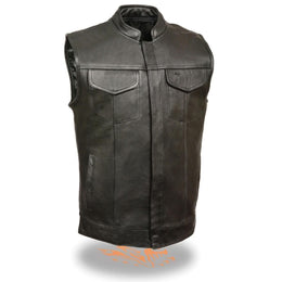 Milwaukee Leather SH2036 Men's Black Club Style' Open Neck Leather Vest
