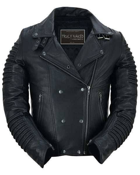 SHADOW QUEEN WOMEN'S BLACK FASHION LEATHER JACKET