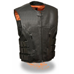 Milwaukee Leather MLM3500 Men's Swat Style Rider Leather Vest w/ Single Panel Back for Club Patches
