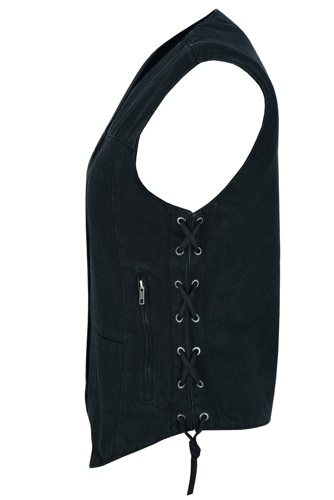 Blackened Black womens denim vest 1