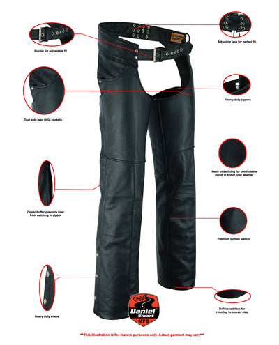 Wrangler leather motorcycle chaps - Black Chaps & Pants Renegade Classics