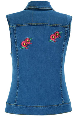 Red Daisy Women's Denim Vest Women's Denim Vests Renegade Classics