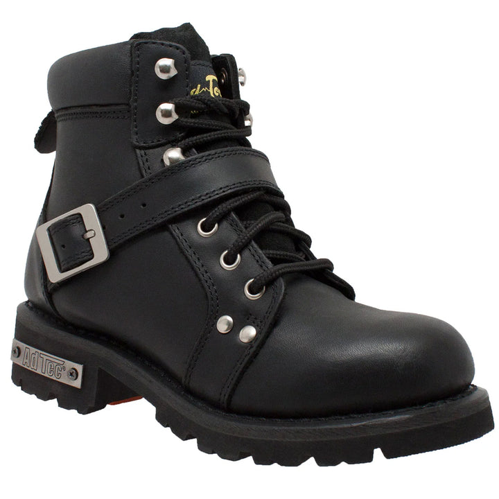 8143 Women's YKK Zipper Black Biker Boot