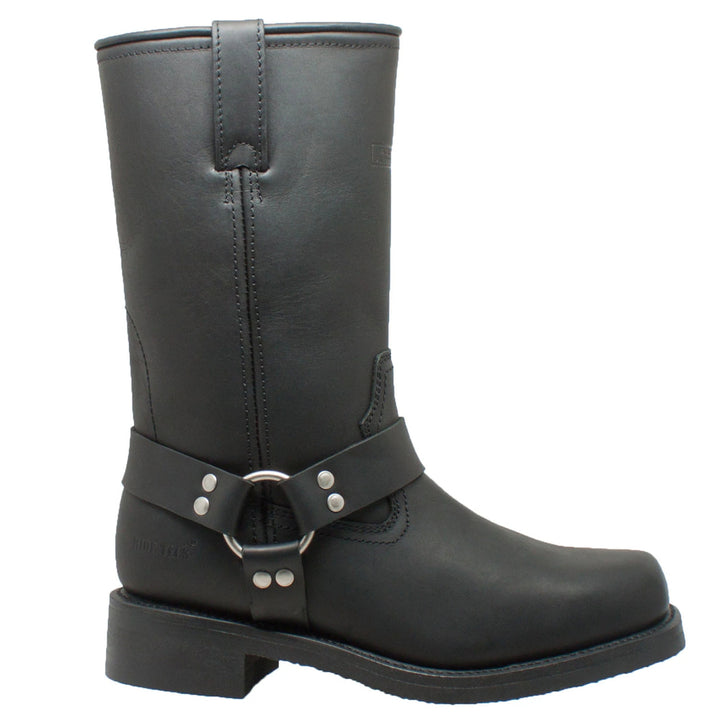 Men's black Leather biker boot