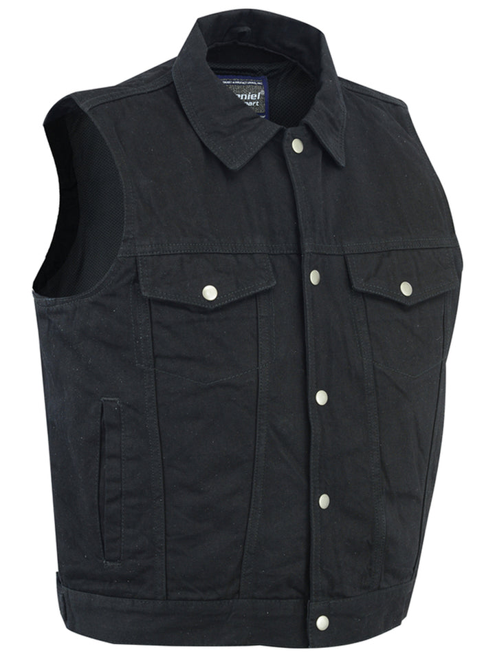 Dark moto  Men's Denim Motorcycle Vest  - Black