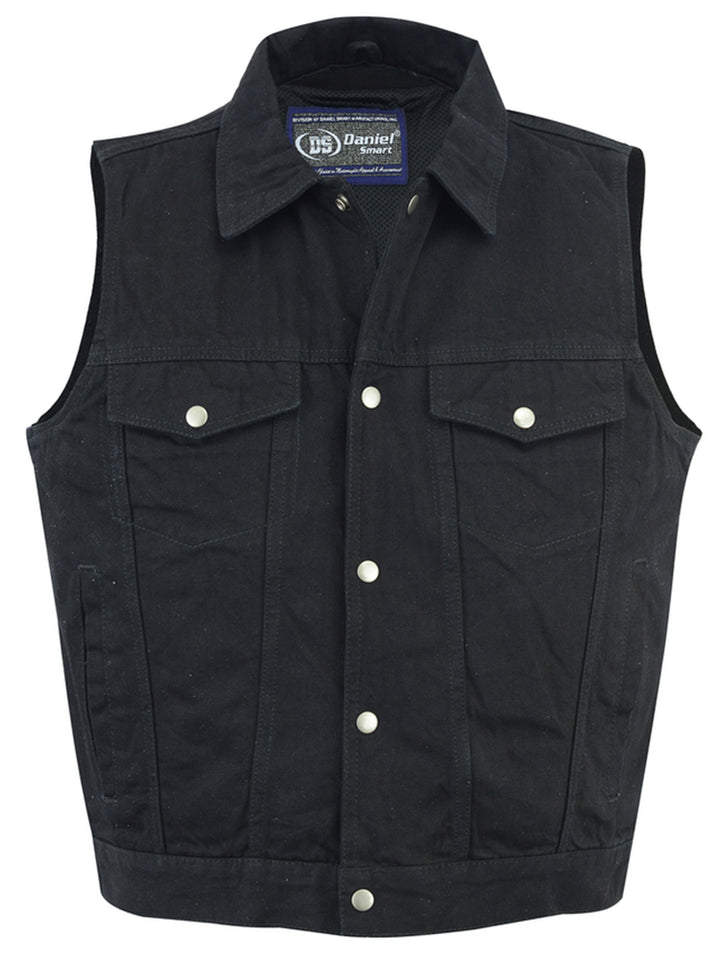 Dark moto  Men's Denim Motorcycle Vest  - Black