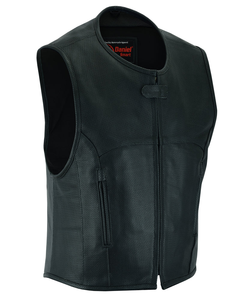 Zone Men's Black  SWAT  Style Leather Vest