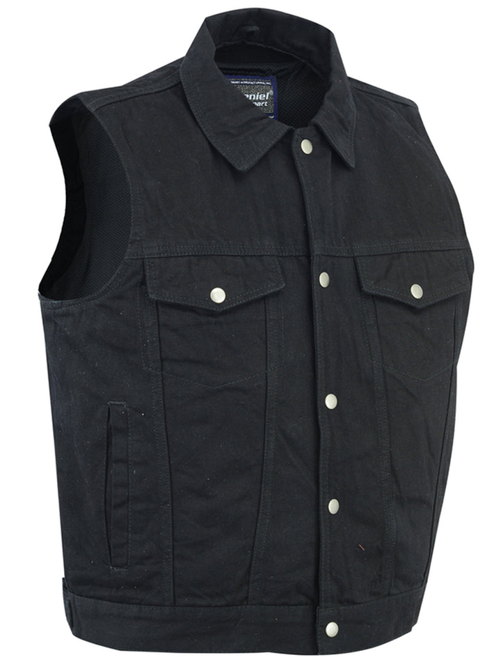 Darklock Men's  Black  Denim Motorcycle Vest