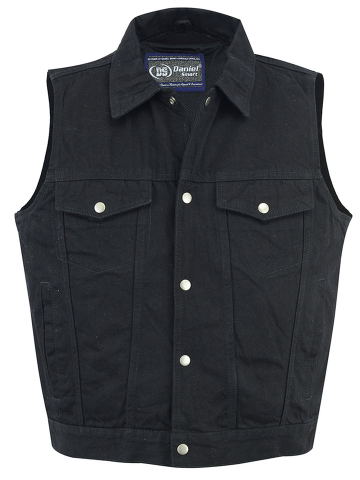 Darklock Men's  Black  Denim Motorcycle Vest