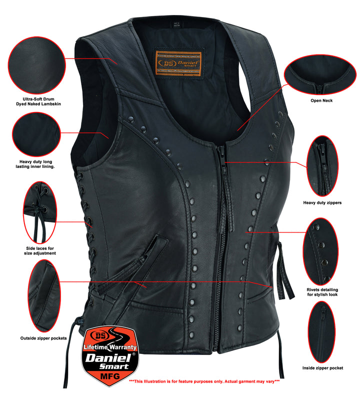 Biker Mommy Women's leather vest - Black